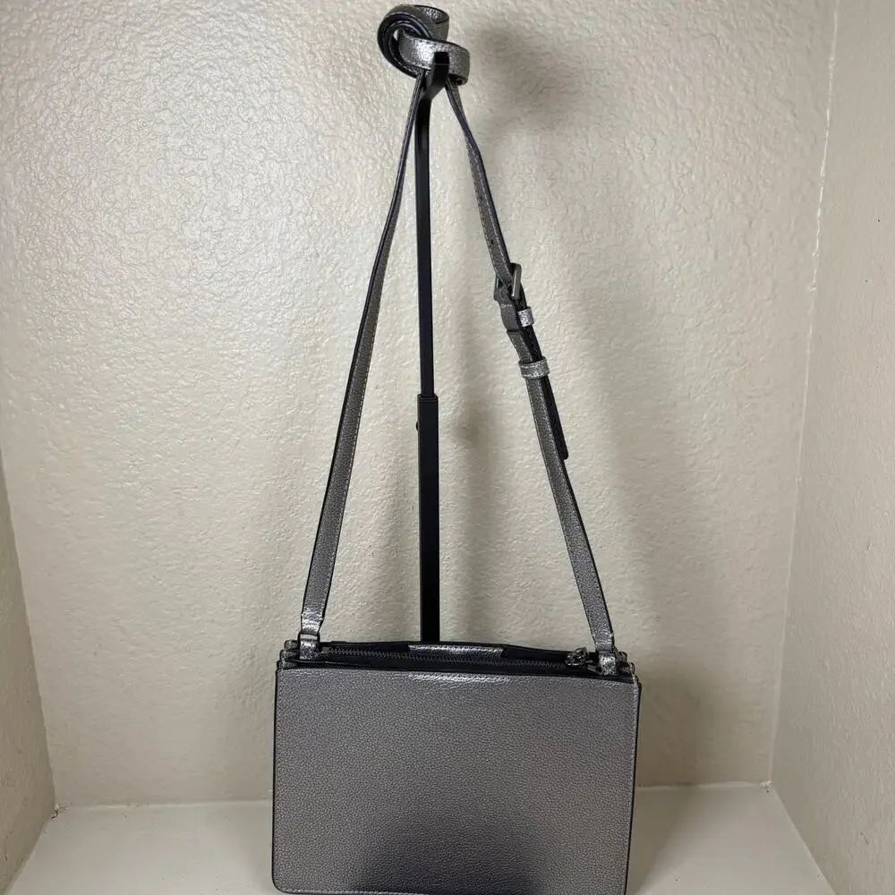 EUC Kate Spade New York Caressa Crossbody bag metallic gray color with COA